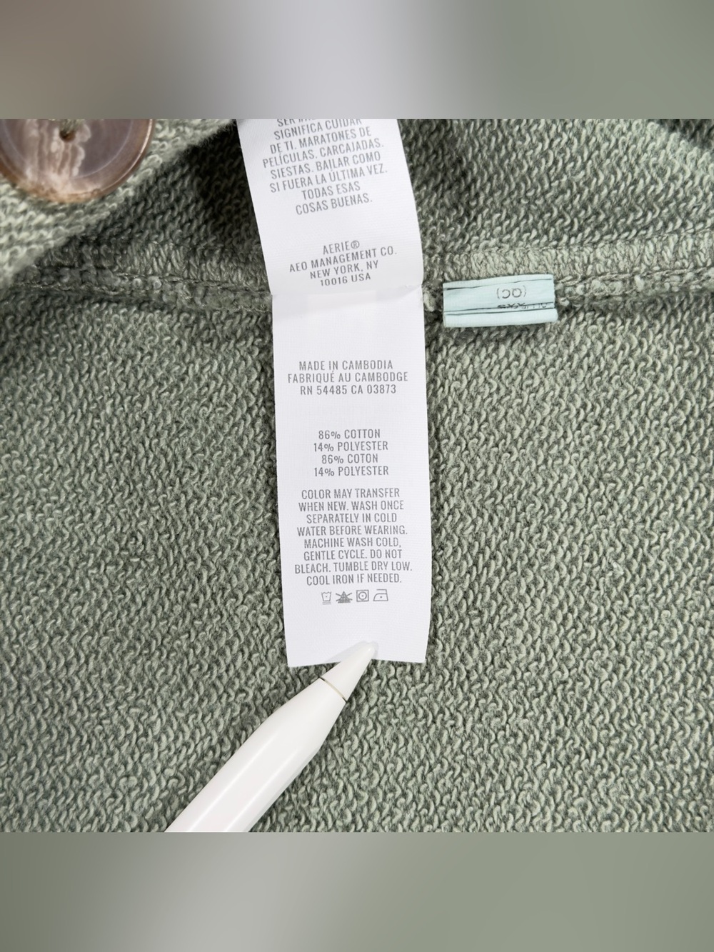 Aerie Women's XXS Olive Green Fleece Cardigan Button Front Cozy Sweater Cabin - Picture 7 of 11